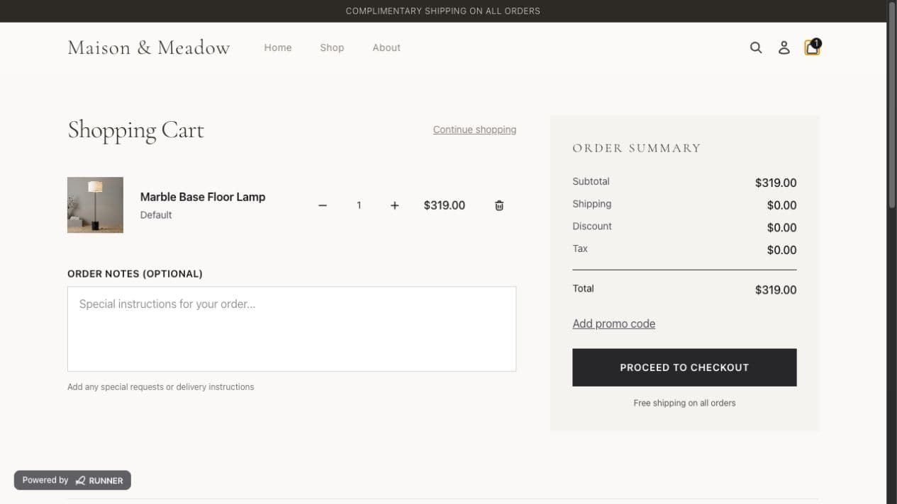 Published customer storefront