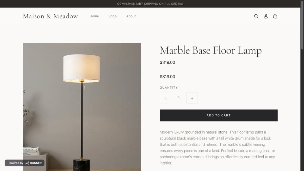 Published customer storefront