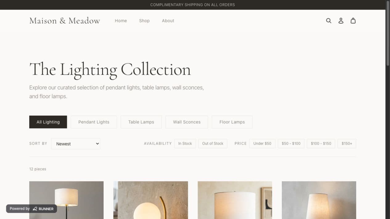 Published customer storefront
