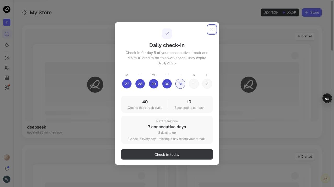 Daily check-in dialog