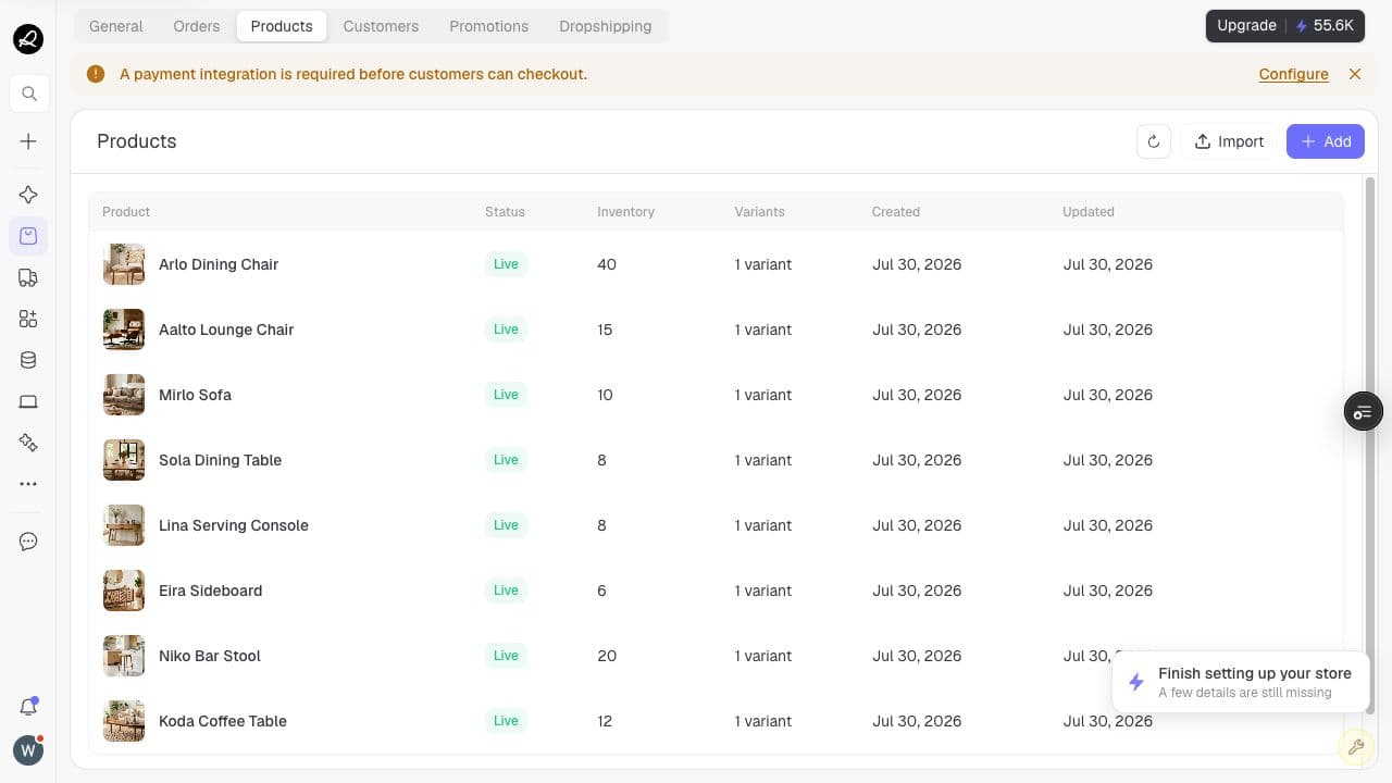 Store Operations product list